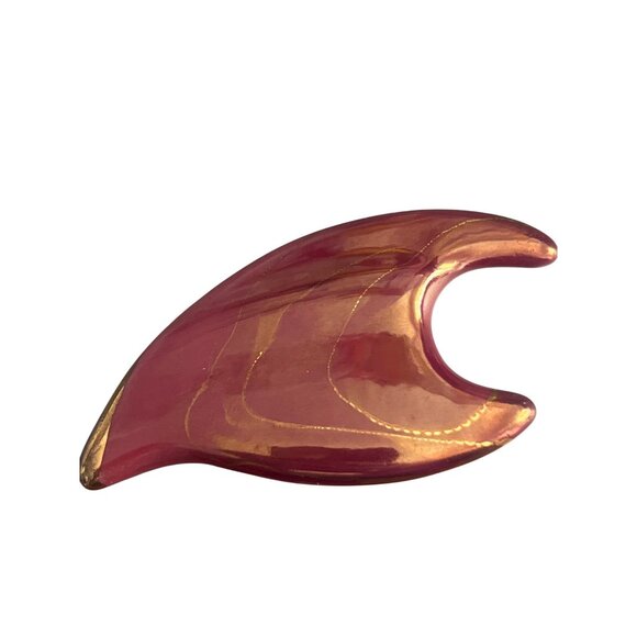 Vintage Artisan Pottery Clay Pin Brooch Wine Gold Abstract MCM Estate 2.5" - Picture 4 of 6